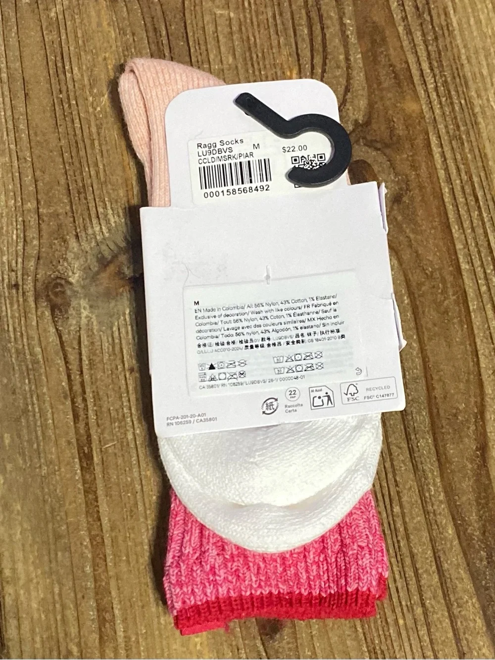 lululemon athletica Ragg Crew Socks in Light Pink and Hot Pink